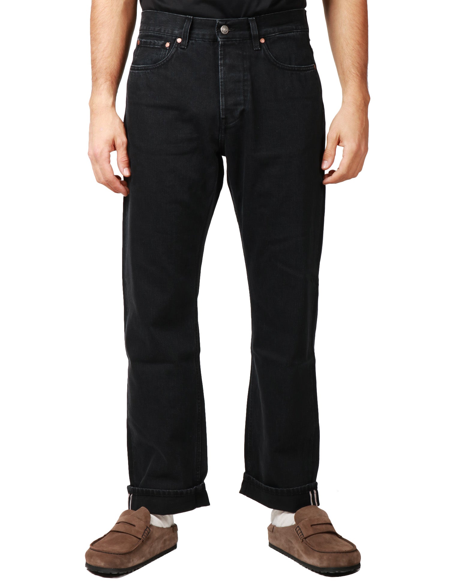 JEANS UOMO TELA GENOVA RODOLFO BLACK DENIM CINQUE TASCHE A GAMBA DRITTA