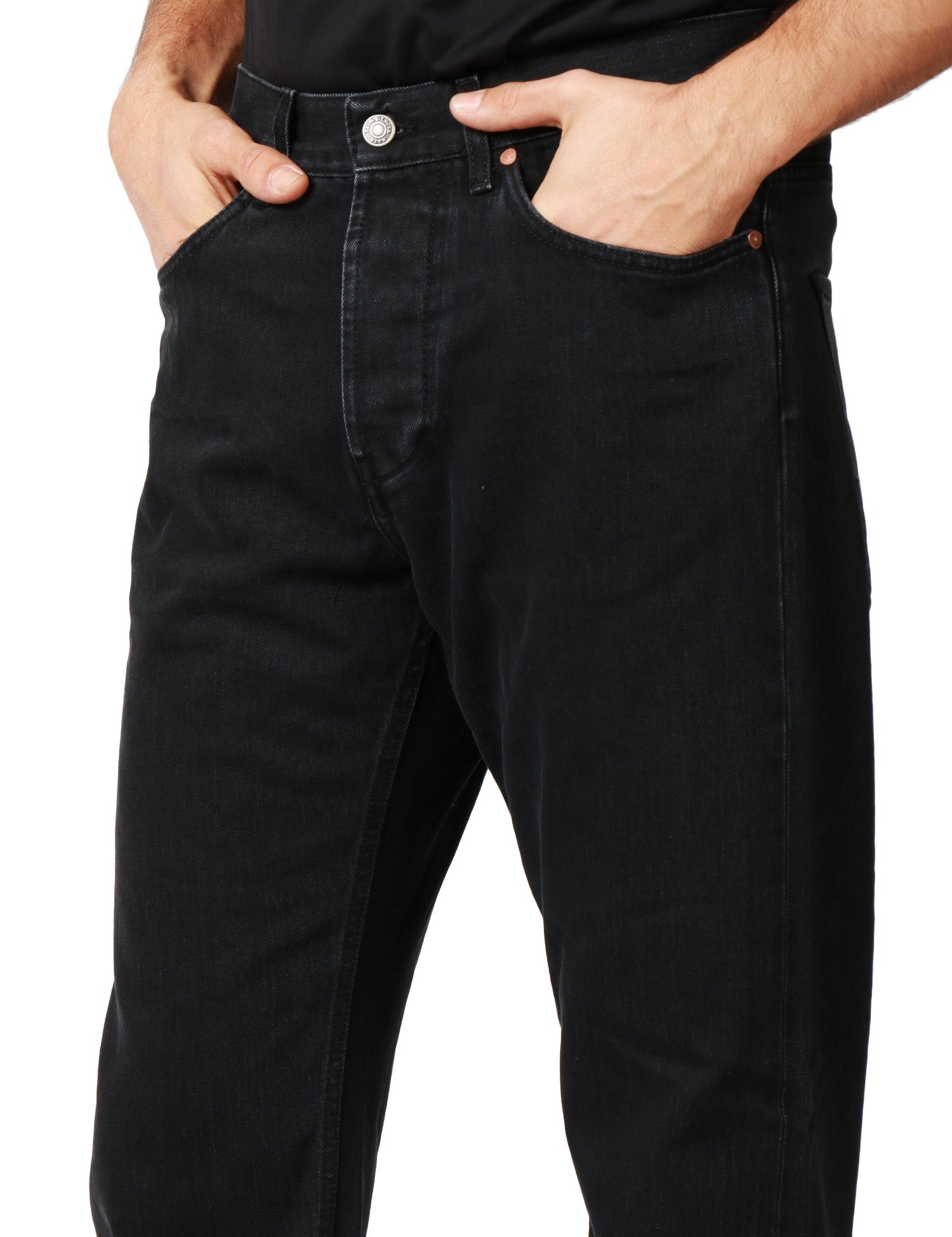 JEANS UOMO TELA GENOVA RODOLFO BLACK DENIM CINQUE TASCHE A GAMBA DRITTA