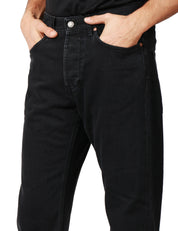 JEANS UOMO TELA GENOVA RODOLFO BLACK DENIM CINQUE TASCHE A GAMBA DRITTA
