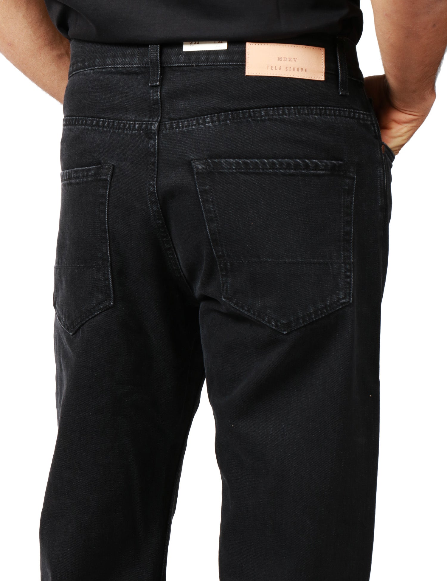JEANS UOMO TELA GENOVA RODOLFO BLACK DENIM CINQUE TASCHE A GAMBA DRITTA