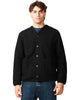 Cardigan uomo universal works wool flece nero con bottoni e quattro tasche anteriori