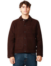 GIACCA UOMO UNIVERSAL WORKS BROWN IN LANA CON COLLETTO E BOTTONI
