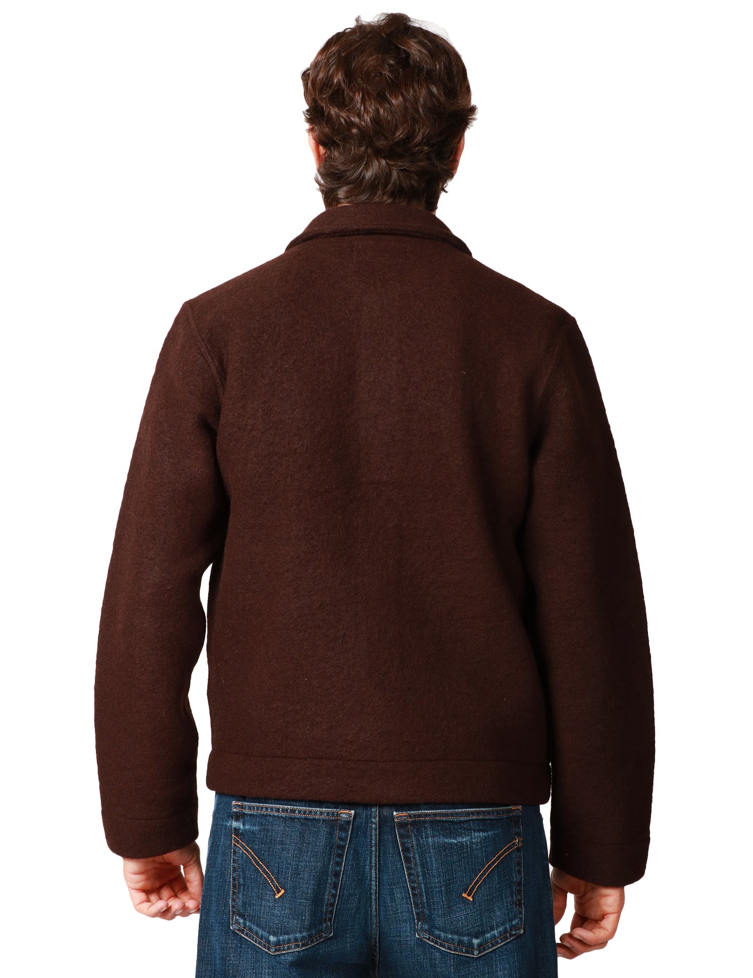 GIACCA UOMO UNIVERSAL WORKS BROWN IN LANA CON COLLETTO E BOTTONI