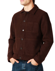 GIACCA UOMO UNIVERSAL WORKS BROWN IN LANA CON COLLETTO E BOTTONI