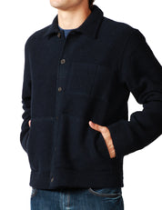 GIACCA UOMO UNIVERSAL WORKS BLU NAVY IN LANA CON COLLETTO E BOTTONI