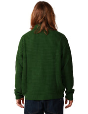 CARDIGAN UOMO UNIVERSAL WORKS VERDE IN MISTO LANA MERINOS CON COLLETTO E BOTTONI