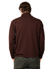 MAGLIA PULLOVER UOMO UNIVERSAL WORKS MARRONE CON TASCHINO SUL PETTO IN LANA MERINO