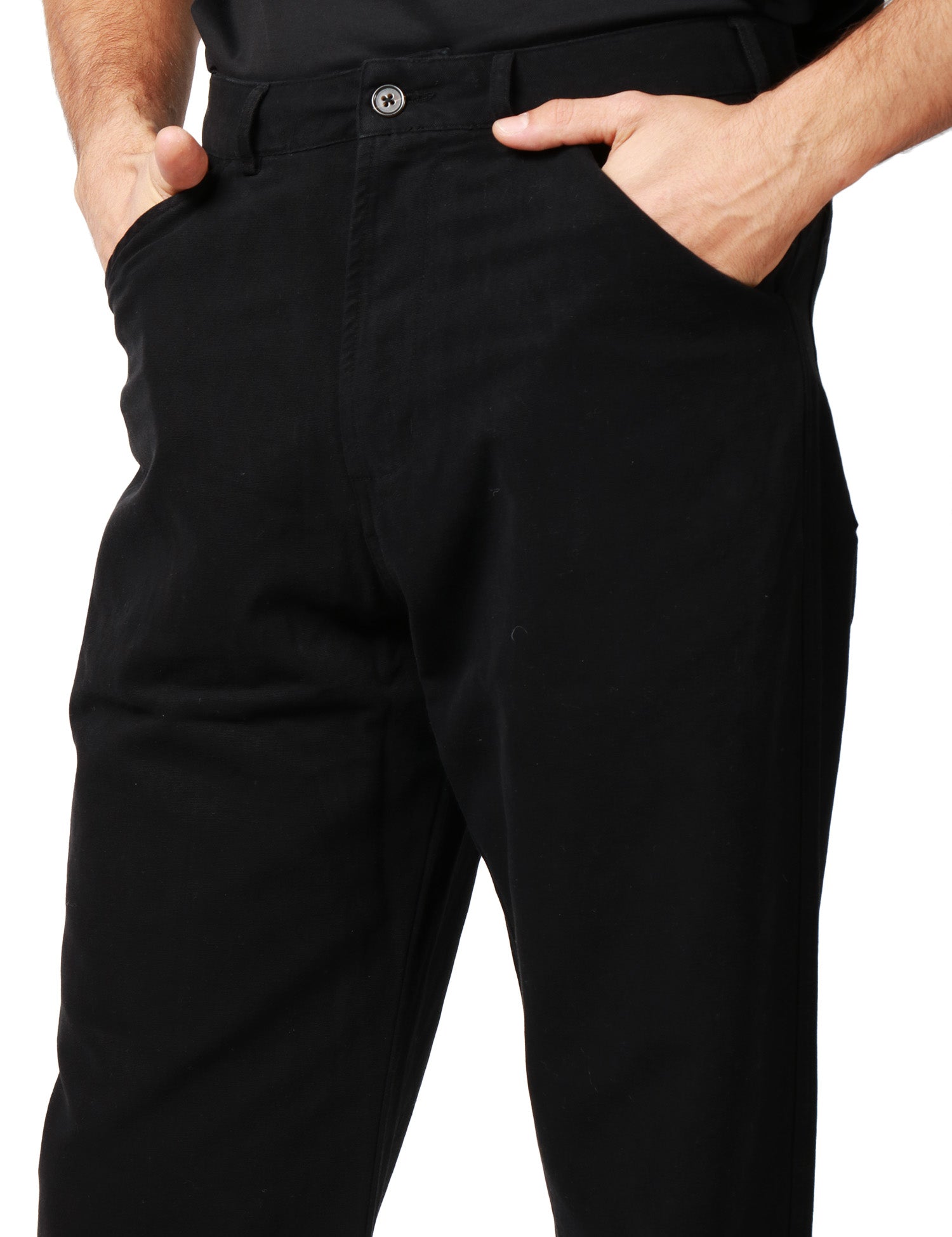 PANTALONE UOMO UNIVERSAL WORKS NERO IN CANVAS A GAMBA DRITTA