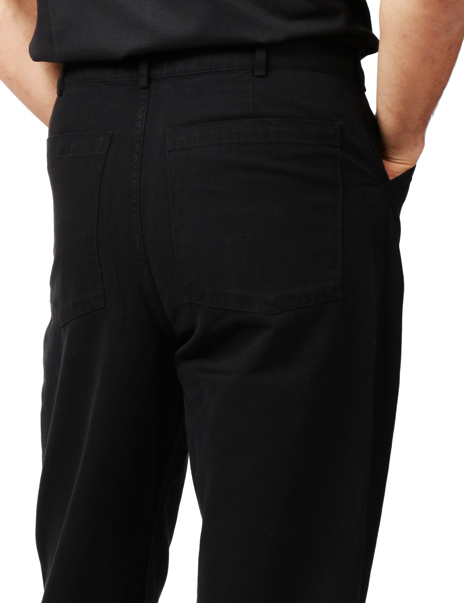 PANTALONE UOMO UNIVERSAL WORKS NERO IN CANVAS A GAMBA DRITTA