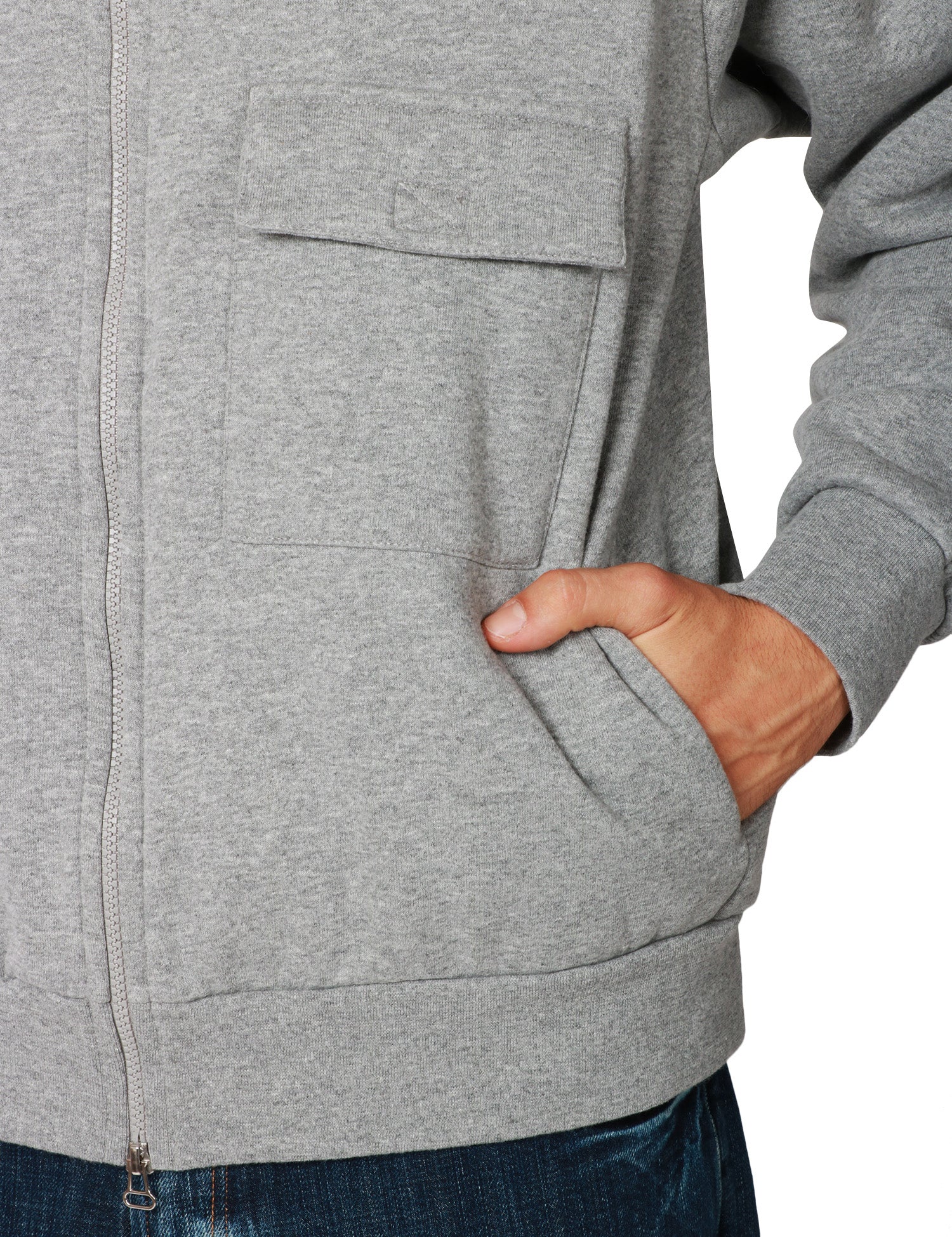 GIACCA UOMO UNIVERSAL WORKS GRIGIA CON COLLETTO E ZIP BIDIREZIONALE