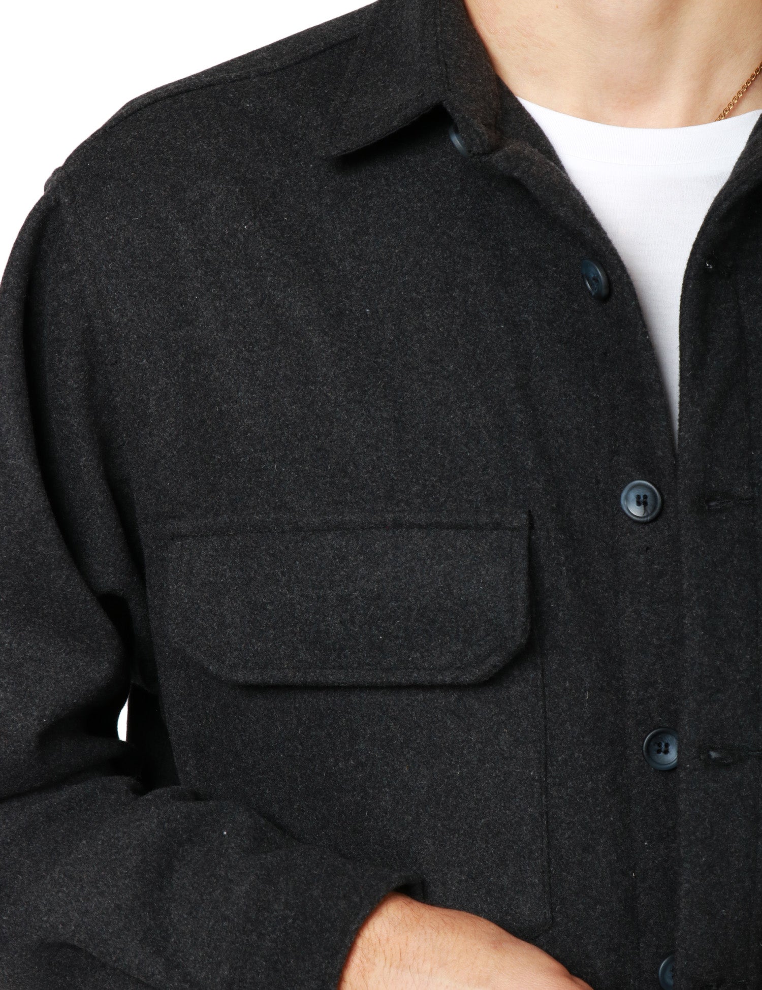 OVERSHIRT UOMO WHITESAND ANTRACITE IN MISTO LANA CON TASCHE A TOPPA SUL PETTO