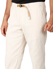 PANTALONE UOMO WHITESAND TORTORA IN VELLUTO A COSTA LARGA CON VITA REGOLABILE
