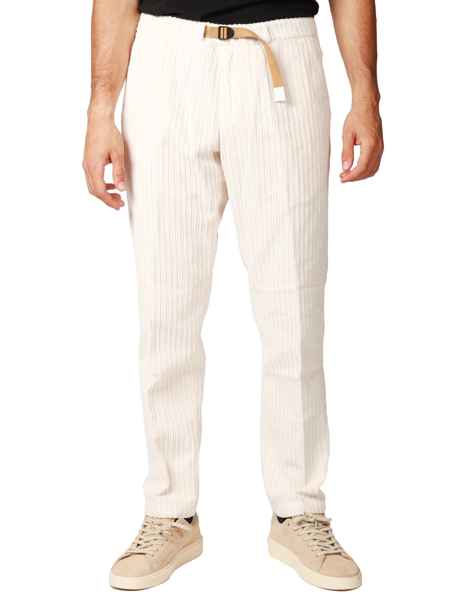 PANTALONE UOMO WHITESAND TORTORA IN VELLUTO A COSTA LARGA CON VITA REGOLABILE
