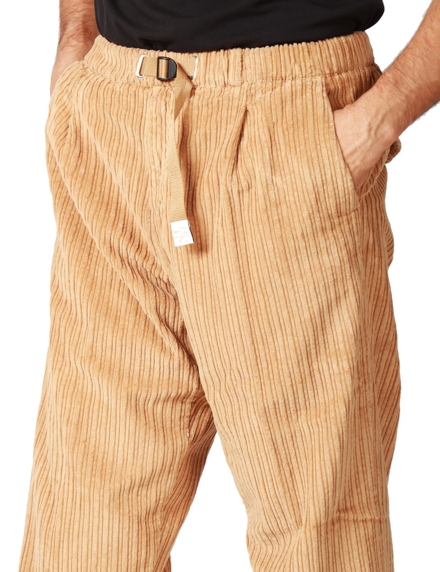 PANTALONE UOMO WHITESAND BEIGE IN VELLUTO A COSTA LARGA CON VITA REGOLABILE