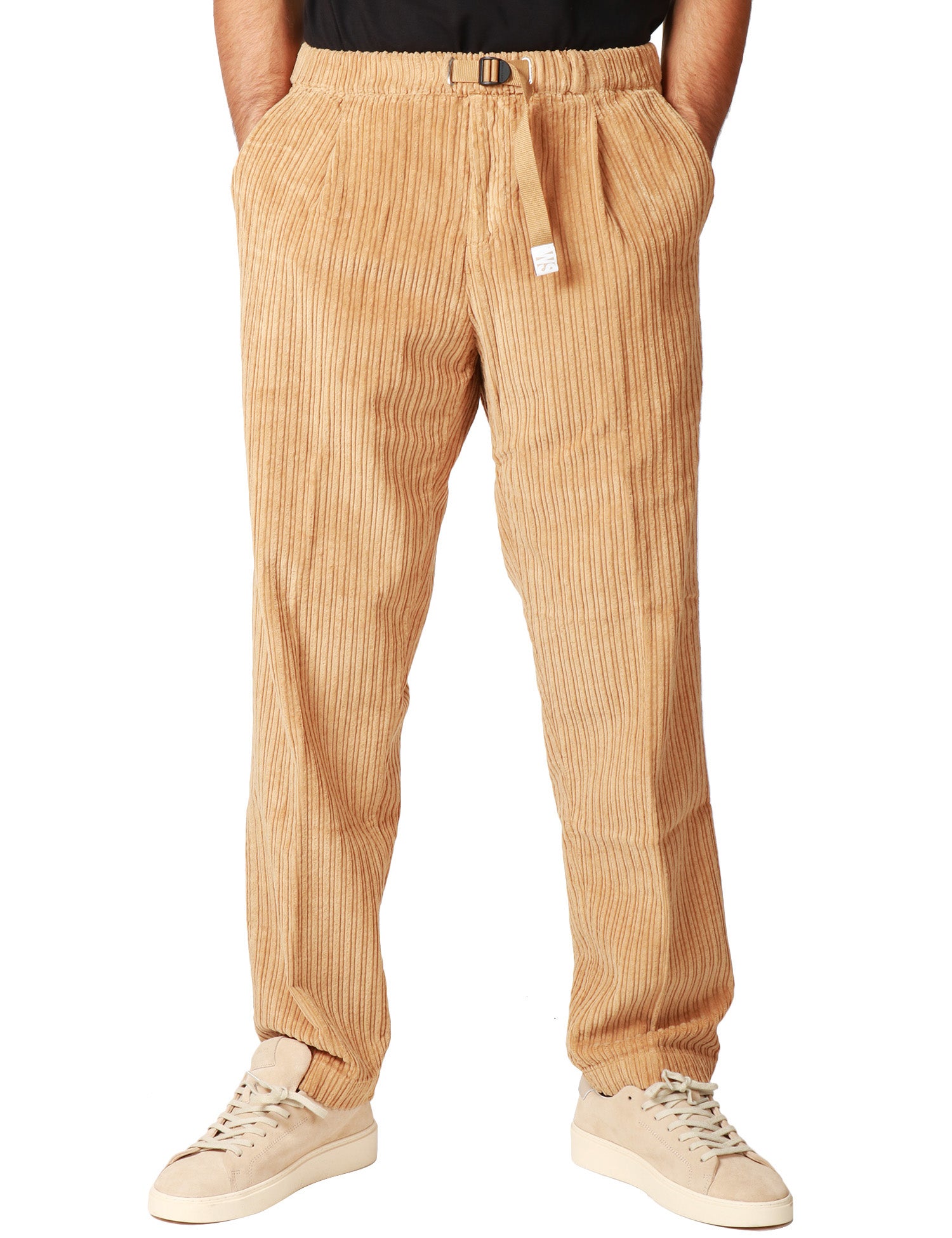 PANTALONE UOMO WHITESAND BEIGE IN VELLUTO A COSTA LARGA CON VITA REGOLABILE