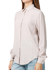 CAMICIA DONNA XACUS MARTA MASTICE IN MISTO SETA CON COLLO ITALIANO E BOTTONI IN TONO