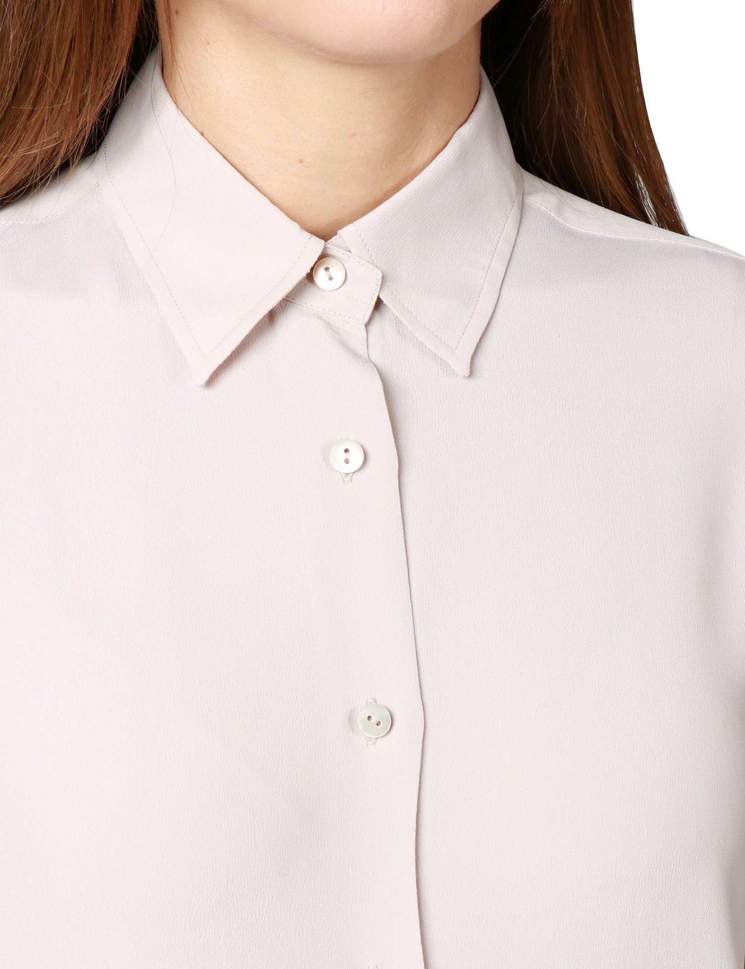 CAMICIA DONNA XACUS MARTA MASTICE IN MISTO SETA CON COLLO ITALIANO E BOTTONI IN TONO