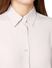 CAMICIA DONNA XACUS MARTA MASTICE IN MISTO SETA CON COLLO ITALIANO E BOTTONI IN TONO