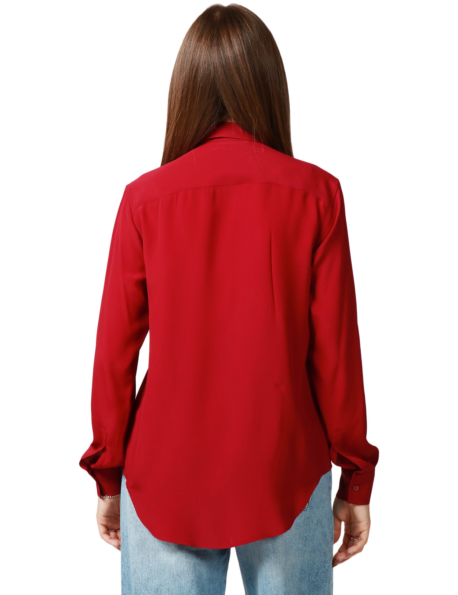 CAMICIA DONNA XACUS MARTA CILIEGIA IN SETA CON BOTTONI IN TONO