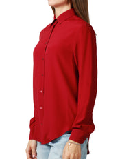 CAMICIA DONNA XACUS MARTA CILIEGIA IN SETA CON BOTTONI IN TONO