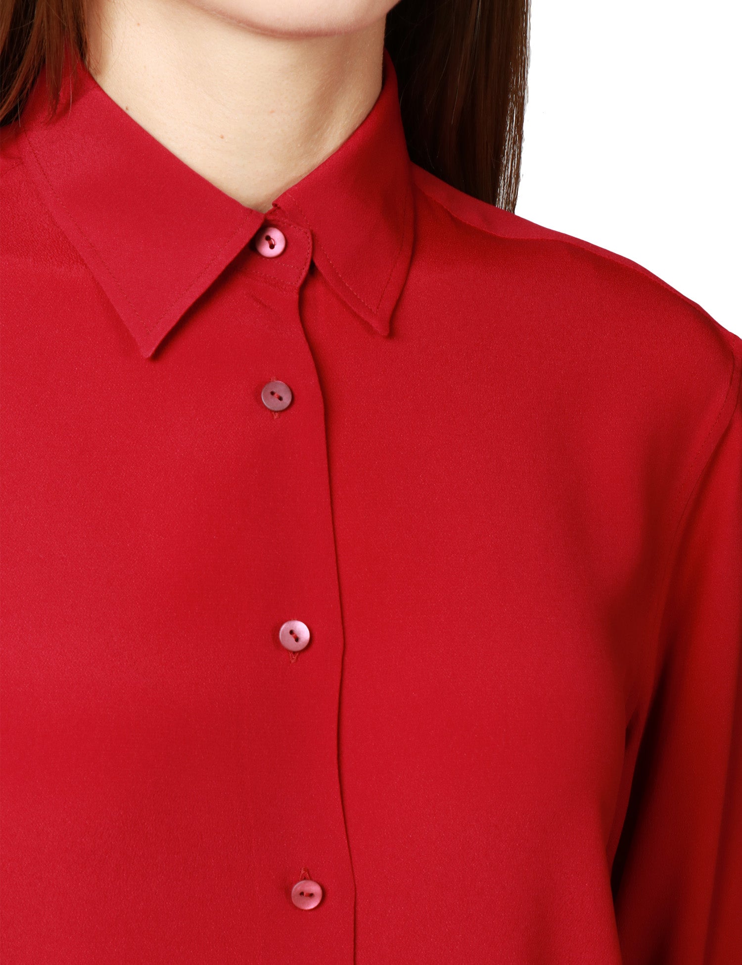 CAMICIA DONNA XACUS MARTA CILIEGIA IN SETA CON BOTTONI IN TONO