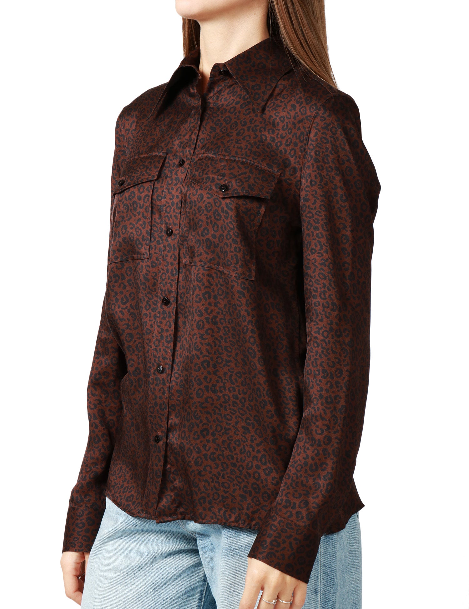 CAMICIA DONNA XACUS ISABELLA ANIMALIER CON TASCHE A TOPPA CON PATTINA 100% VISCOSA