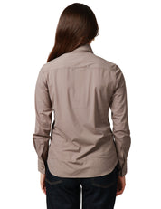 CAMICIA DONNA XACUS PERLA FANGO IN TESSUTO ACTIVE CON BOTTONI IN TONO