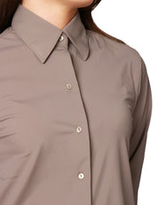 CAMICIA DONNA XACUS PERLA FANGO IN TESSUTO ACTIVE CON BOTTONI IN TONO