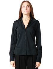 CAMICIA DONNA XACUS GILDA ACTIVE NERA ON SCOLLO A V E BOTTONCINI