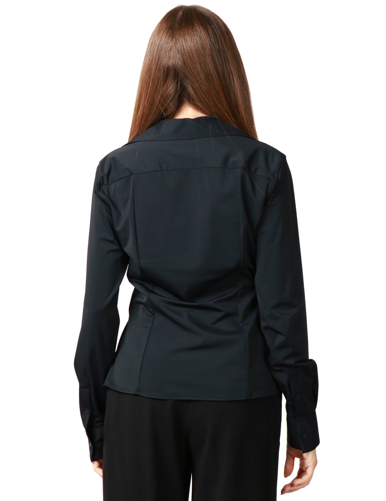 CAMICIA DONNA XACUS GILDA ACTIVE NERA ON SCOLLO A V E BOTTONCINI