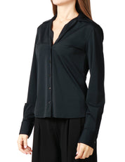 CAMICIA DONNA XACUS GILDA ACTIVE NERA ON SCOLLO A V E BOTTONCINI
