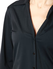 CAMICIA DONNA XACUS GILDA ACTIVE NERA ON SCOLLO A V E BOTTONCINI