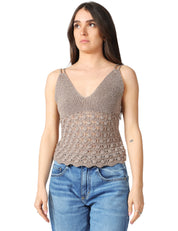 TOP DONNA AKEP CORDA CON SCOLLO A V E MOTINO CROCHET