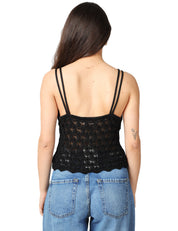 TOP DONNA AKEP NERO CON SCOLLO A V E MOTIVO CROCHET