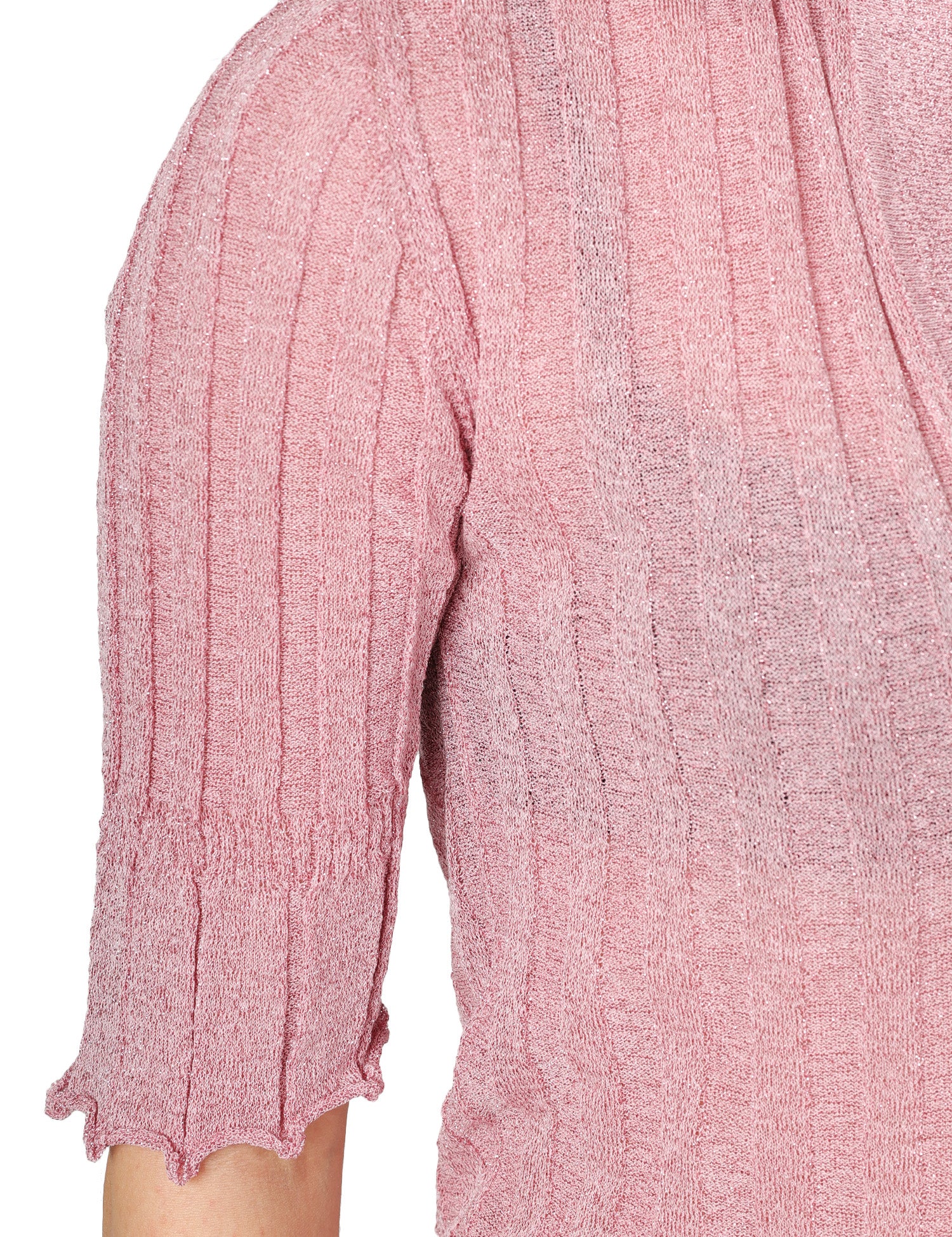 MAGLIA POLO AKEP ROSA LUREX CON MANICA 3/4 E SCOLLO A V