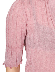 MAGLIA POLO AKEP ROSA LUREX CON MANICA 3/4 E SCOLLO A V