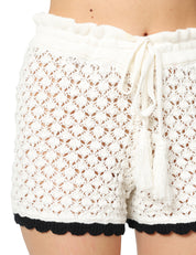 SHORTS DONNA AKEP BIANCO/NERO CON BORDI A CONTRASTO 100% COTONE