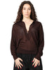 Polo donna alpha studio cioccolato a manica lunga in viscosa lurex con scollo a v