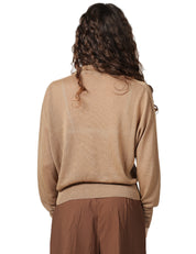 MAGLIA POLO DONNA ALPHA STUDIO CORDA A MANICA LUNGA IN VISCOSA SHINE CON SCOLLO A V