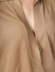 MAGLIA POLO DONNA ALPHA STUDIO CORDA A MANICA LUNGA IN VISCOSA SHINE CON SCOLLO A V