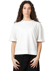MAGLIA DONNA ALPHA STUDIO BIANCA GIROCOLLO IN ICE COTTON CON RISVOLTINO SULLA MANICA