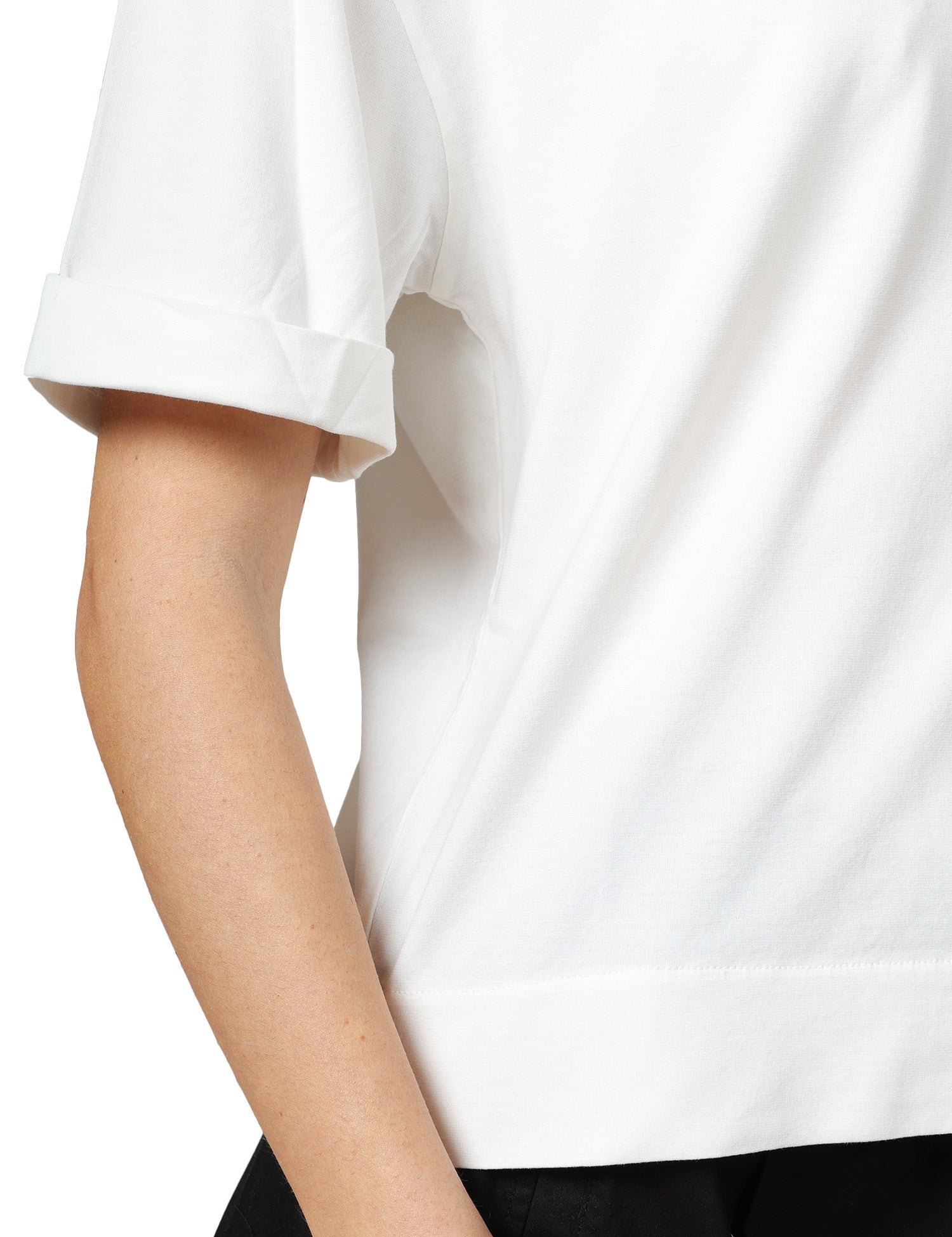 MAGLIA DONNA ALPHA STUDIO BIANCA GIROCOLLO IN ICE COTTON CON RISVOLTINO SULLA MANICA