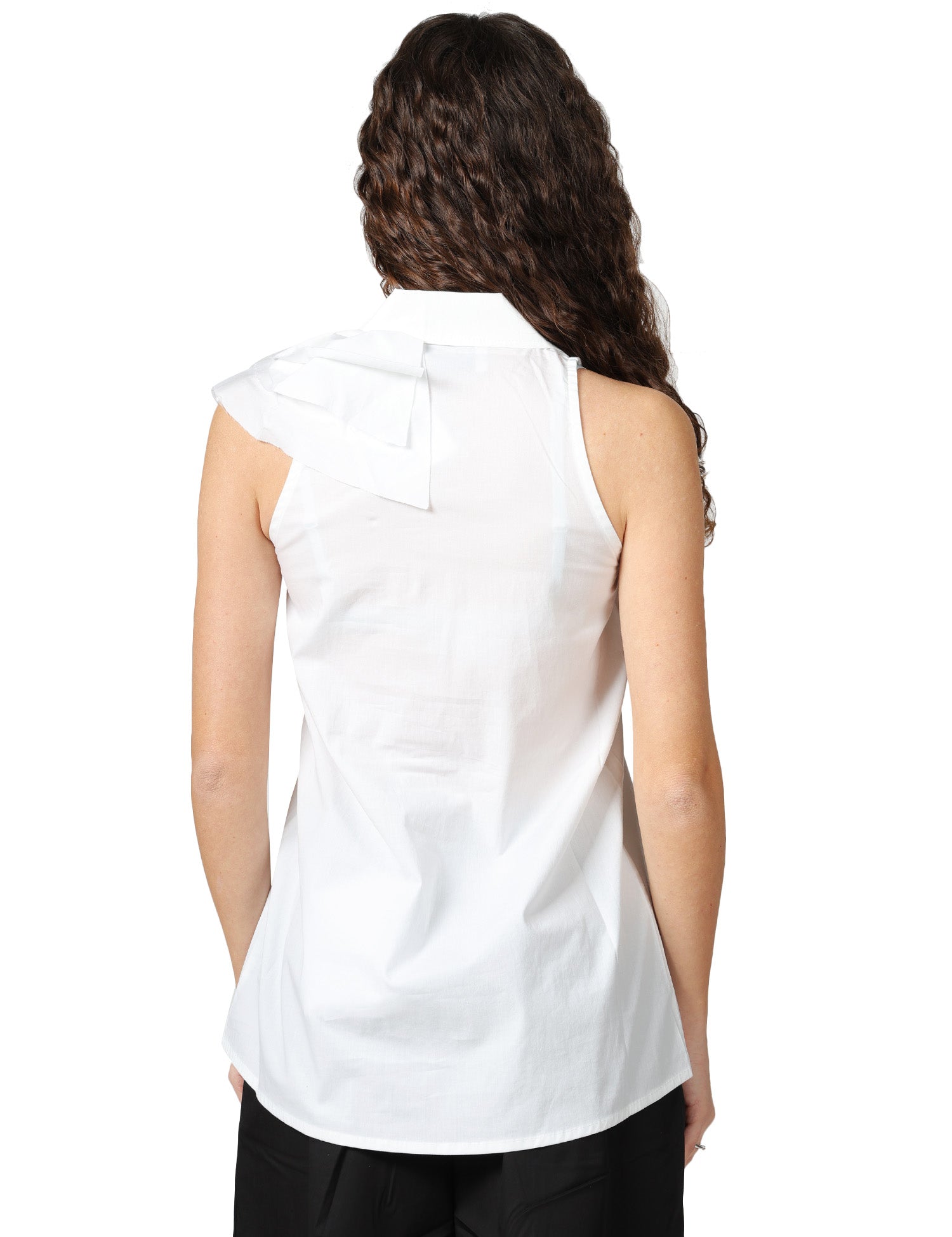 CAMICIA DONNA ALPHA STUDIO BIANCA SMANICATA IN POPELINE CON ROUCHE