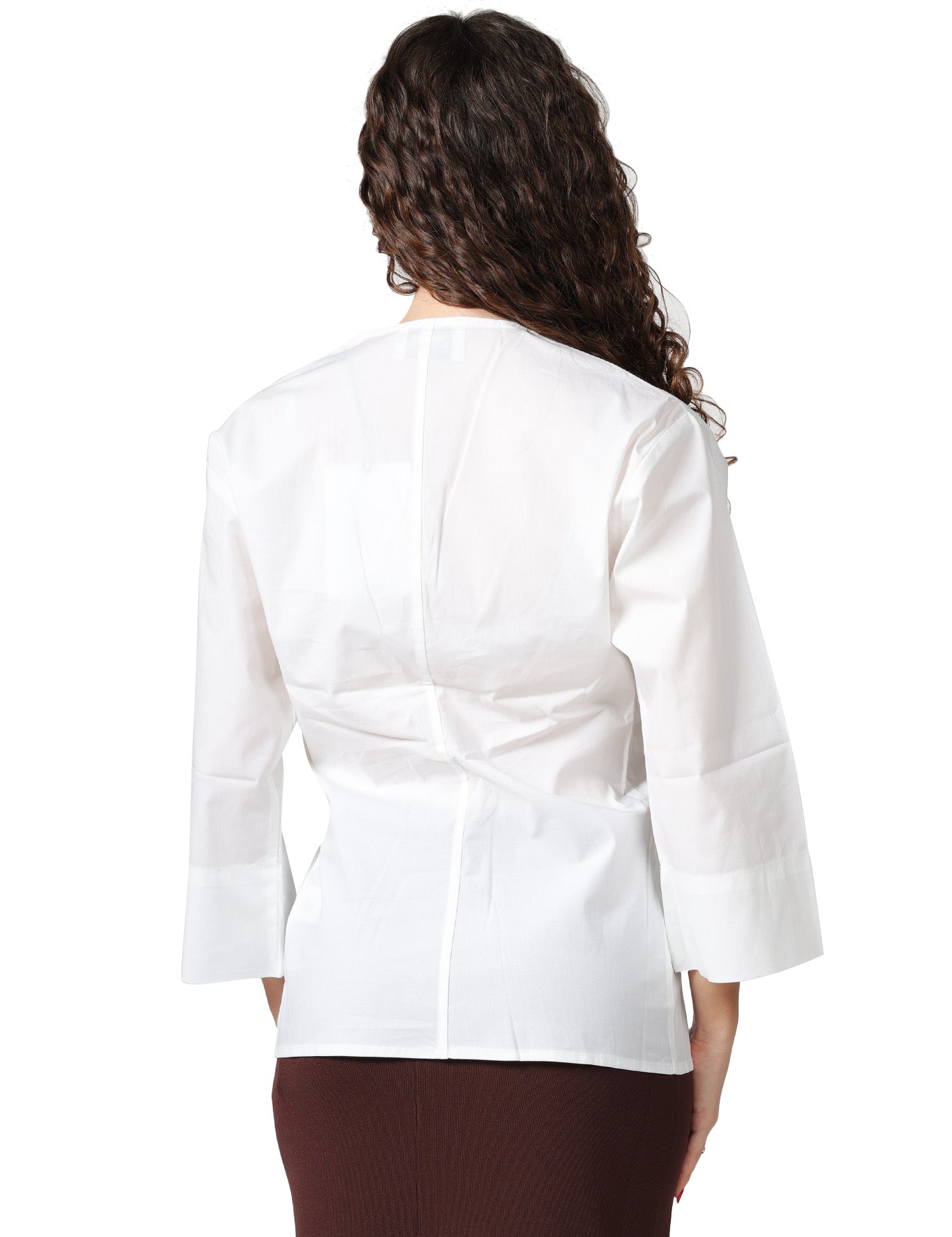 BLUSA DONNA ALPHA STUDIO BIANCA IN POPELINE DI COTONE CON NODO DAVANTI