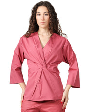 BLUSA DONNA ALPHA STUDIO CIPOLLA IN POPELINE DI COTONE CON NODO DAVANTI