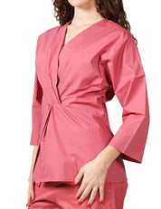 BLUSA DONNA ALPHA STUDIO CIPOLLA IN POPELINE DI COTONE CON NODO DAVANTI