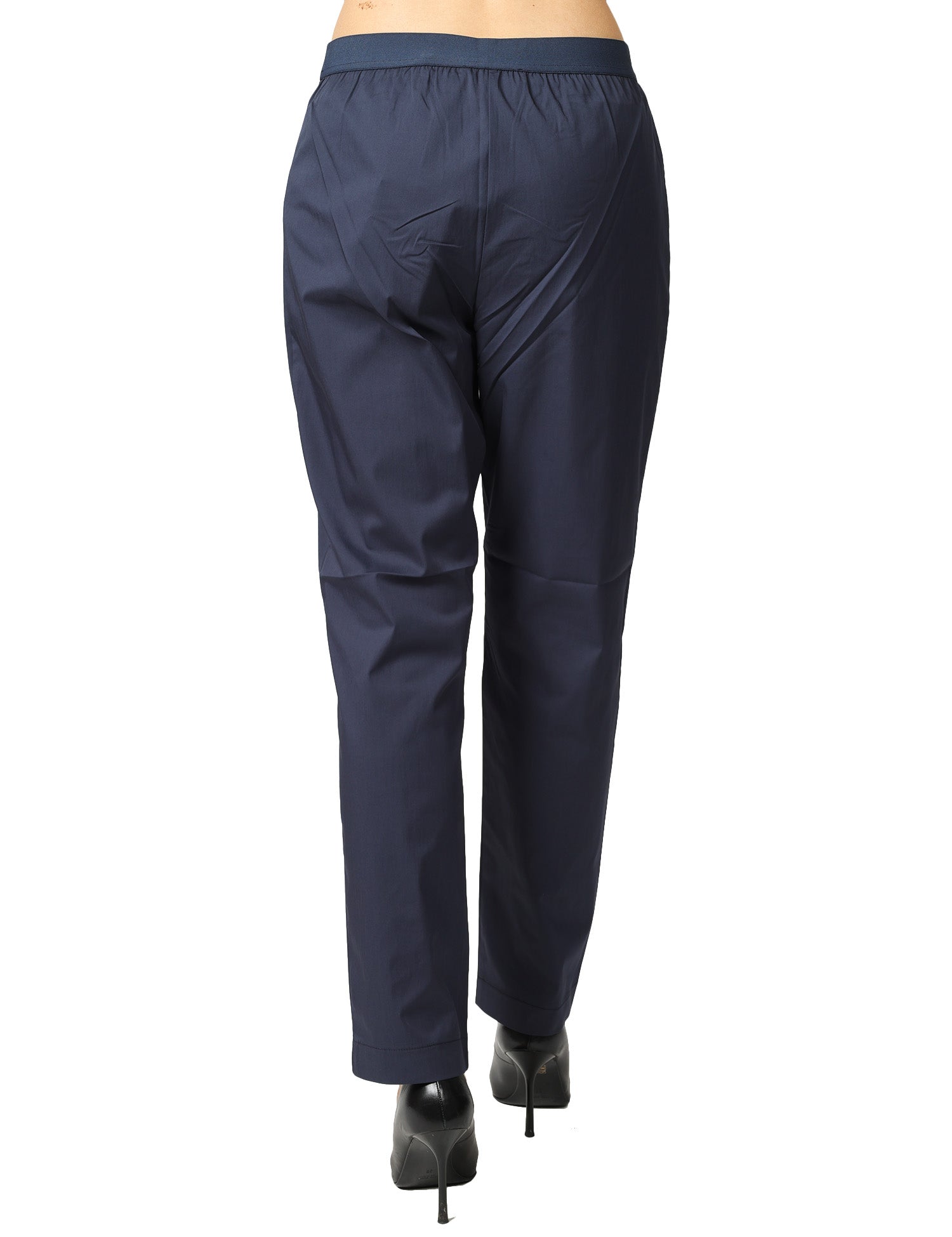 PANTALONE DONNA ALPHA STUDIO BLU NOTTE A SIGARETTA IN COTONE TECNICO CON ELASTICO IN VITA