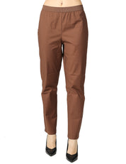 PANTALONE DONNA ALPHA STUDIO CIOCCOLATO A SIGARETTA IN COTONE TECNICO CON ELASTICO IN VITA