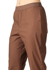 PANTALONE DONNA ALPHA STUDIO CIOCCOLATO A SIGARETTA IN COTONE TECNICO CON ELASTICO IN VITA