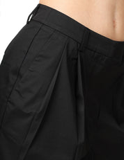 BERMUDA DONNA ALPHA STUDIO NERO IN TELA DI COTONE TECNICO CON PINCES